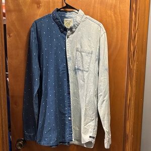 Scotch & Soda Dual-Tone Blue Polkadot Men's Shirt